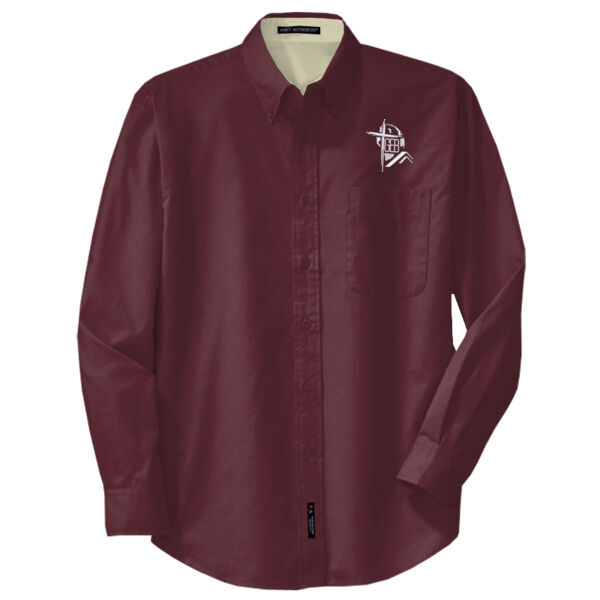 GEB Embroidery Polos (White Logo) - Tall Long Sleeve Easy Care Shirt Thumbnail
