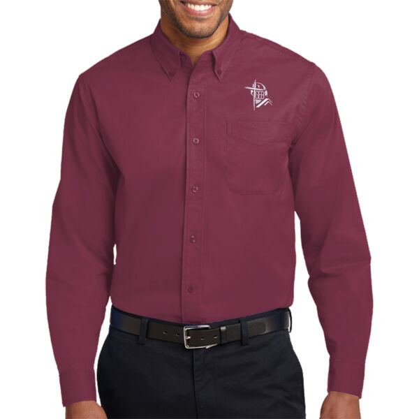 GEB Embroidery Polos (White Logo) - Long Sleeve Easy Care Shirt Thumbnail