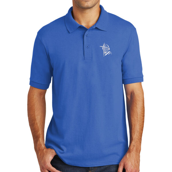 GEB Embroidery Polos (White Logo) - Adult Jersey Knit Polo Thumbnail